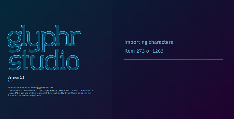 loading page of glphyr studio as characters from font are loading