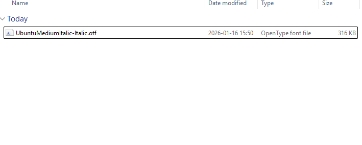 custom otf file in the downloads folder